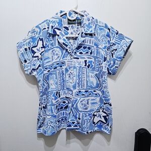 Cabin Creek Abstract Blue and White Men's Shirt